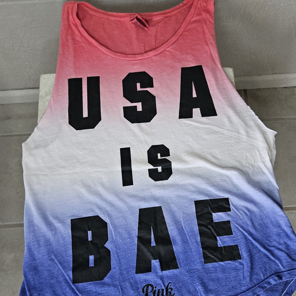 PINK Victoria's Secret Ombre Tank Top - Pink, White, Blue